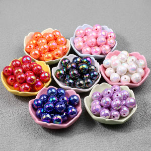 Pen Beaded Acrylic Round Loose Beads AB Color 16mm 20Pcs for Jewelry Making Handmade Craft Supplies Bracelet Necklace Earring