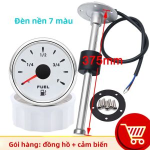 RYSJM | Đồng Hồ Đo Mức Nhiên Liệu Kỹ Thuật Số Chống Nước 52mm 0 ~ 190Ohm Cảm Biến Mức Nhiên Liệu Đa Năng Với Đèn LED 7 Màu Cho Bình Dầu