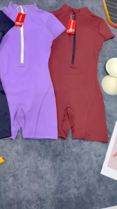 Set đồ jumpsuit đùi tập gym yoga pickleball liền thân ngắn tay kèm mút thun poly BINSPORTS BN107