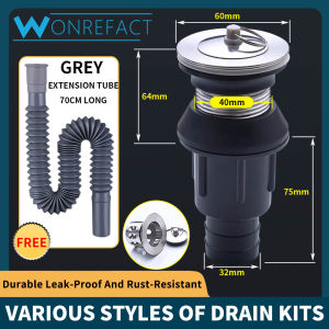 All-in-One Drainage Accessory Kit Fits Mop Pools/Laundry Sinks/Cement Basins Anti-Odor Stainless Steel Universal for Homes