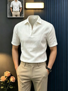 White Breathable Lightweight Polo Shirt Short Sleeve