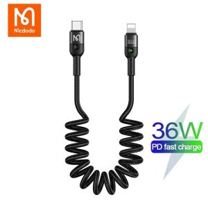 Mcdodo Type C to Lightning Cable For iPhone 14 13 12 11 Pro Max XS XR Phone Fast Charge Cord 3A PD36W iOS Retractable Spring Charger Wire