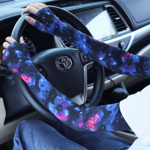 Mens and womens sunscreen sleeves long flower arm cuff gloves hand sleeve Outdoor sports cycling ice sleeve arm glove socks