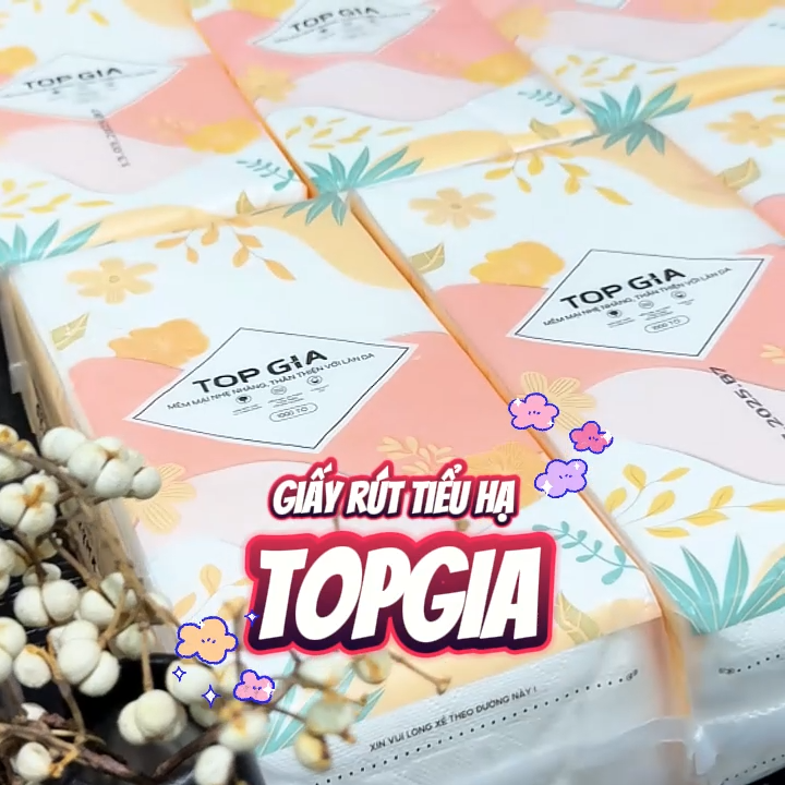 Khăn Giấy treo tường Top Gia Tiểu Hạ Giấy vệ sinh 6 bịch 1000 tờ an toàn cho mọi làn da dùng cho mọi không gian