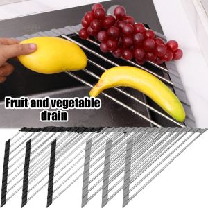 Roll Up Triangle Dish Drying Rack Kitchen Sink Organizer Corner Over the Sink Sponge Rag Holder Foldable Stainless Steel Drainer