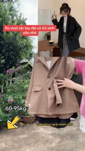 Áo vest bigsize nữ tay dài công sở chất cotton lạnh cao cấp 1 lớp có túi ( có video ảnh thật ) - VET6
