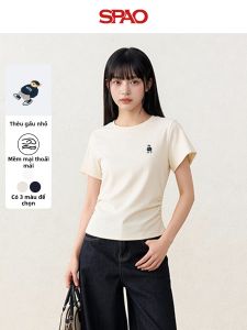 spao | Short Shoulder T-Shirt Bear Embroidery