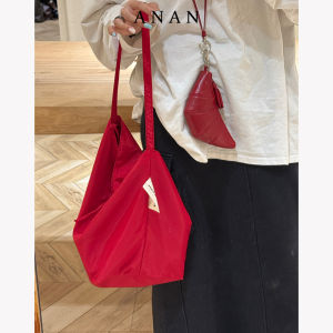 Red Large Capacity Casual Wedding Bride Shoulder Bag Commuter Popular Single Shoulder Bag Simple Stylish Daily Use Tote Bag
