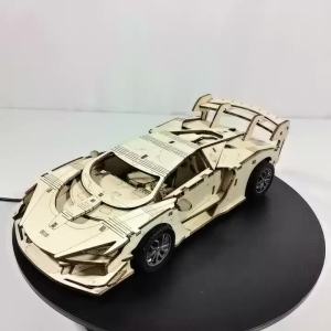 3D Wooden Supercar Puzzle: Fun and Educational DIY Craft Gift Christmas Gift Holiday Gift