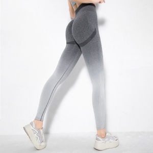 High-Waist Gradient Color Peach Yoga Pants Womens Fitness Running Shorts Quick-Dry Butt-Lifting Gym Trousers Sportswear