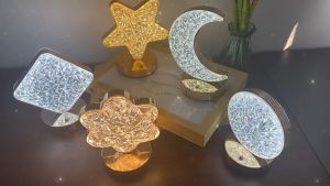 Lampu Meja Hias Aesthetic Acrylic Crystal LED Desk Lamp 3 Warna Peredupan Sentuhan Cahaya Cocok Untuk Kamar Tidur/ Ruang Belajar/Cafe