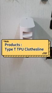 (Type T) 4.2M TPU TPE Cable Rope Balcony Invisible Retractable Clothesline Clothes Drying Rack Clothes Hanger