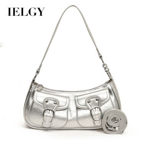 IELGY สายสะพายไหล่สองช่องมีหลายช่องกระเป๋าดีไซน์เฉพาะกลุ่มกระเป๋าแบบหนีบแขนทันสมัยเข้ากับทุกชุด