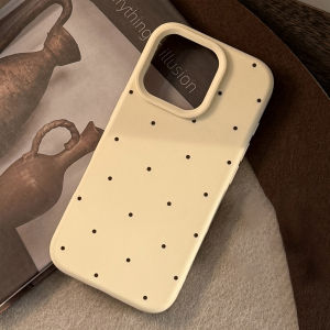 Korean Full Screen Polka Dots Striped With Round Bracket Phone Case For iPhone 17 16 15 14 13 12 Pro Max Shockproof Soft Cover