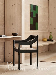 Retro Style Rope-Weaved Solid Wood Dining Chair Internet Famous Casual Coffee House Furniture without Brand Master Design Shanghai Origin