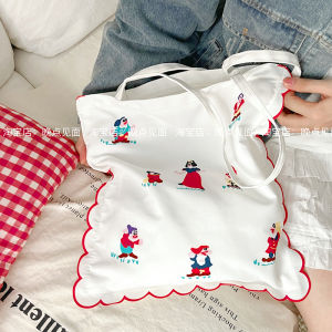 Large Capacity Canvas Tote Bag Cartoon Single Shoulder Student Bag Commuter Versatile Armpit Bag Soft Handbag for Youth