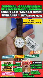 CASIO ORIGINAL - CASIO MTP-V006GL-7B - MEN - Brown White -Strap Kulit - Jam dunia JD18ST