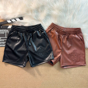 Quần Short Da Thêu Kiểu Mỹ Cổ Điển Cho Nam Quần Ngắn Thường Ngày Quần Ngắn Bằng Da PU Quần Ngắn Mùa Hè Quần Ngắn Thẳng Quần Ngắn Kháng Khuẩn