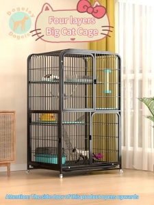 Cat Cage 2/3/4 Layers Cat Cage Heavy Duty Square Tube with Wheels Large Platform Cat House Sturdy Villa Cat Cage