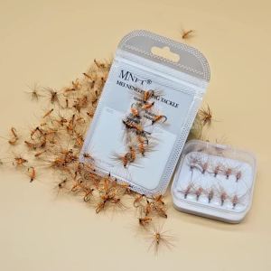 10PCS 14# Orange Dry Fly Fishing Lures Hand Tied Deer Hair Artificial Insect Bait for Trout Bass Freshwater Fishing Tackle