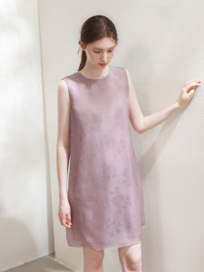 Miccbeirn | Silk Chiffon Embroidered Sleeveless Dress Mulberry Silk Sweet A-Line Vest Dress Casual Summer Fashion Elegant Loose Waist