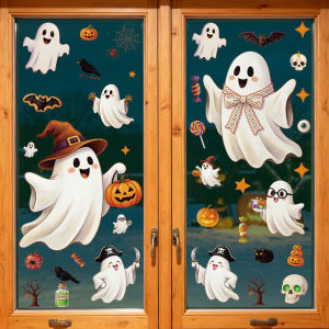 Halloween Decoration Window Stickers Female Ghost Sticker Spider Haunted House Decoration Glass Door Decals