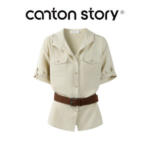 Cantonstory | Lyocell Linen Womens Short Sleeve Shirt