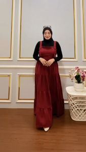 QF Gamis Overall tanpa inner Model terbaru / Gamis Overall Polos / overall bahan babycodoray / gamis OOTD 924