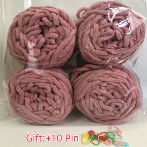4PCS 400g DIYSoft Ice Strip Line CottonYarn Chenille Knitting Yarn DIY Wool Yarn for Handmade Knitting Blanket Scarf ThickThread