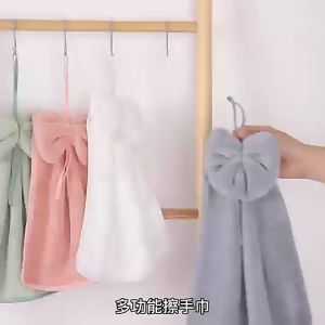 Hand Towel Bowknot Super Soft Absorbent Microfiber Hand Towel Hanging Bathroom Kitchen Towel Cleaning Cloth 30x30cm Coral Velvet Sun Flower Dishcloth Hand Towels Bathroom Hanging Towel Lint-Free Cleaning Cloth Kitchen