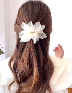 Layer Ribbon Ponytail Penyepit Rambut Big Size Ribbon Clip Ikat Rambut Net Ribbon Clips Hair Accessories Duck网纱布蝶结发夹气质发夹