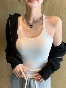 MiiOW | Áo ba lỗ không dây phong cách Mỹ dành cho nữ MiiOW Cat Person Áo ba lỗ màu trắng mùa hè 2024 Áo lót bên trong và ngoài