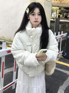 เสื้อแจ็คเก็ตผ้าคอร์ดูรอยหนาสำหรับผู้หญิงในฤดูหนาว 2025 ใหม่ ขนาดเล็ก อบอุ่น ขนแกะ ลายจุด แจ็คเก็ตผ้าฝ้าย แจ็คเก็ตผู้หญิง