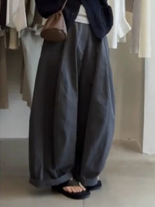 High Waist Silken Wide Leg Pants Womens Summer Vintage Pear Shape Slimming Structured Knife Edge Balloon Pants Trendy