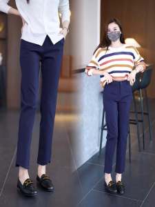 กางเกงขายาวทรงตรงเอวสูงแฟชั่นสำหรับผู้หญิง กางเกงขายาวทรงหลวมสบาย ๆ ฤดูใบไม้ผลิและฤดูใบไม้ร่วง ทรงหลวม ทรงสลิม เอวสูง กางเกงขายาวทรงเก้าส่วน