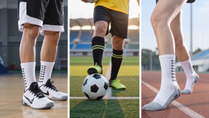 TOMSHOO Men s Thicken AntiSlip Sports Breathable Athletic Shock Absorption Rubber Grip Socks