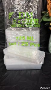 THINWALL DM isi 25 SET/ KOTAK MAKAN PLASTIK 725ML/TEMPAT SATE BAKSO SOSIS MURAH