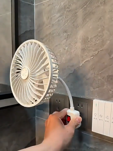【Free Aroma Tablets】Home Mini Wall-Mounted Kitchen Fan Flexible 360° in ABS 5‑Blade UK Standard Socket Aerodynamic Fans Plug & Play with Safety Cover