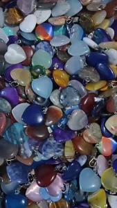 Penghantaran dari China [2025]20MM Loket Batu Asli Berbentuk Hati Batu Akik Batu Harimau Hijau Aventurine Pink Kuarza Aquamarine Perhiasan Loket Batu Jantung 3.1