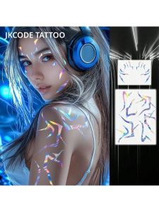 รอยสักโฮโลแกรมเคป็อป รอยสักชั่วคราวกันน้ำ ศิลปะบนร่างกายสำหรับตกแต่งในวันฮาโลวีน งานวันเกิด และงานเต้นรำ