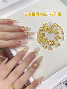 ทองผีเสื้อดอกไม้ตกแต่งเล็บ Super Shiny เครื่องประดับโลหะขนาดผสมห้ากลีบดอกไม้สําหรับความงามและแฟชั่นเล็บ