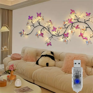 1PC/2PC 30Led Willow Vine String Light 1.3M 8 Modes USB Butterfly Festival Room Decoration Indoor And Outdoor Wall Lights