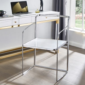 Thickened Metal Folding Dining Chair Italian High End Outdoor Back Chair Nordic Style Adult Seat Home Use Designer Furniture