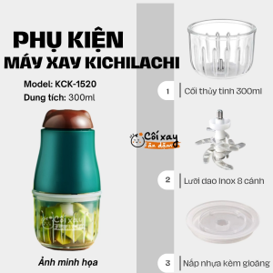 Phụ kiện thay thế tương thích với máy xay ăn dặm Kichilachi KCK-1520 (Cối thủy tinh lưỡi dao nắp)