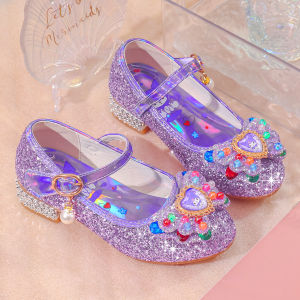 Glitter Purple Crystal Childrens Princess Shoes