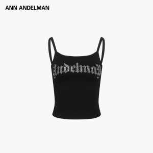 ANN ANDELMAN | Solid Color Slim Fit Round Neck Bejeweled Tank Top