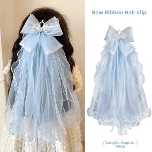 Princess Tulle Headband Crown Bow Streamer