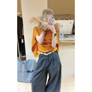 YUEZHONGWEI | Knitwear Loose Slim Fit Grey Ice Silk Short Sleeve 1pc