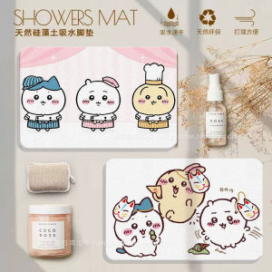 Đệm Phòng Tắm Nhà Bếp Chiikawa Đệm Sàn Bằng Bùn Men Thủy Sinh Thấm Hút Nhanh Khô Đệm Chống Trượt Cho Cửa Phòng Tắm Chất Liệu Sợi Polyester