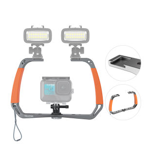 TELESIN Diving Underwater Stabilizer Selfie Monopod Mount Double-Arm Tray Handheld For GoPro Hero 12 11 10 9 8 7 6 5 4 Insta360 DJI Action Camera Holder